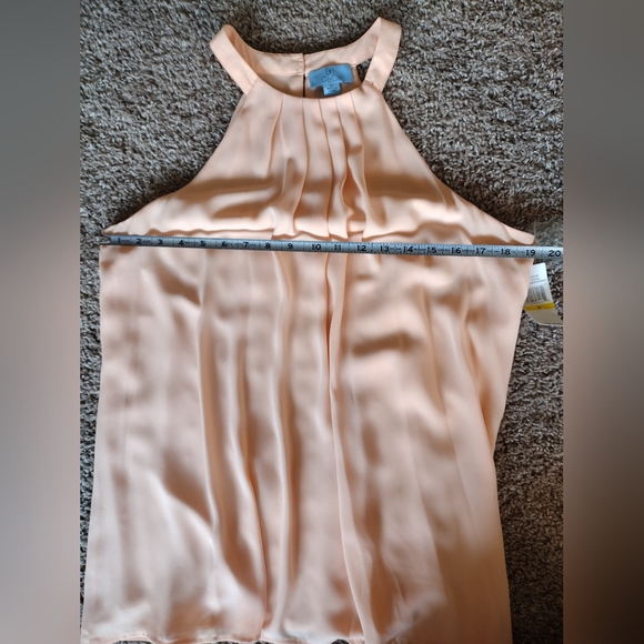 CeCe Pleated Halter Neck Sleeveless Peach Blouse Medium NWT - Picture 9 of 9
